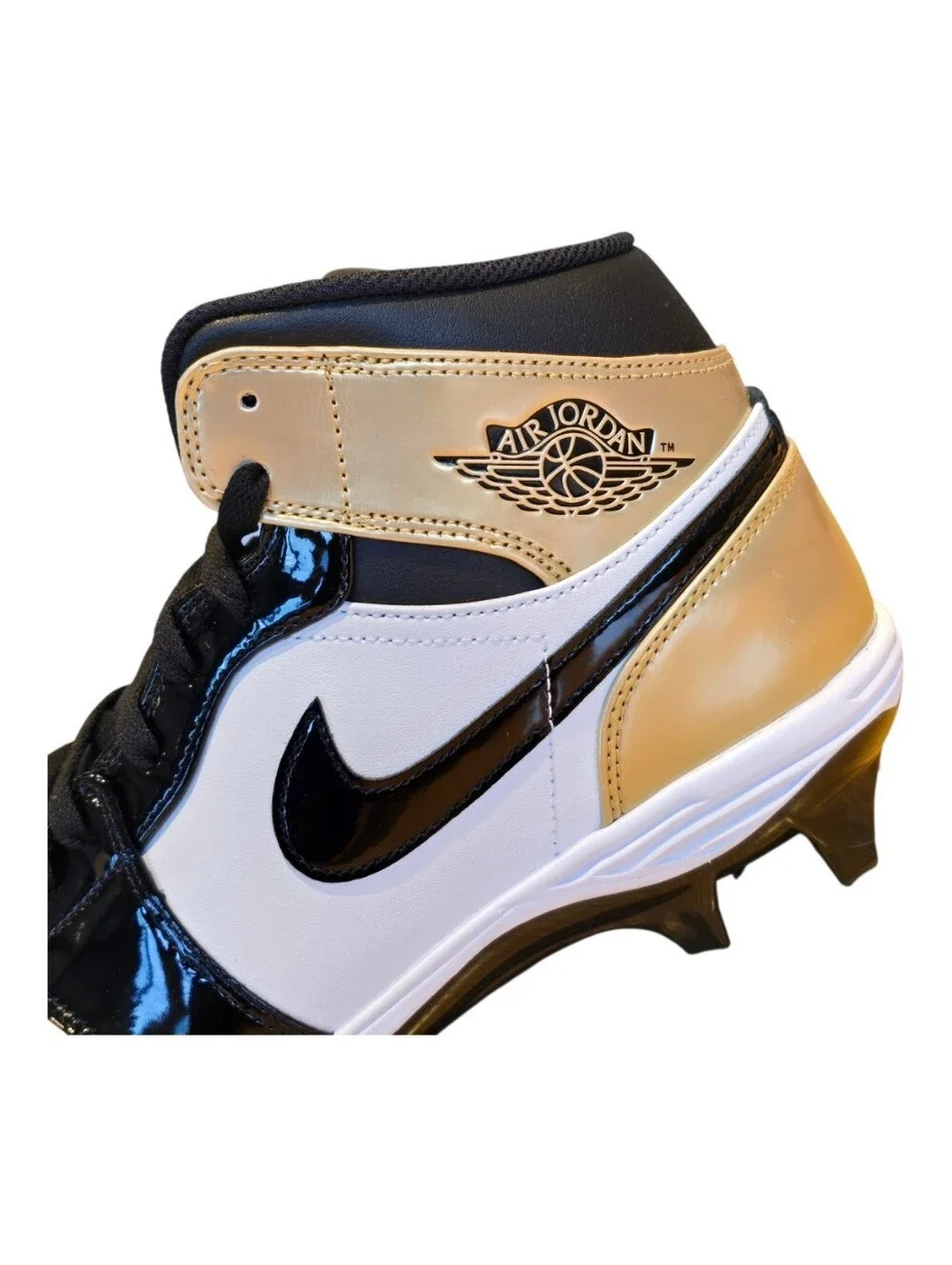 Air Jordan 1 Mid TD Football Cleats FJ6805-701 Gold Black White Men's 11.5 Nike